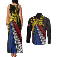 Philippines Sun Couples Matching Tank Maxi Dress and Long Sleeve Button Shirt Pasifika Tribal Style LT7 - Polynesian Pride