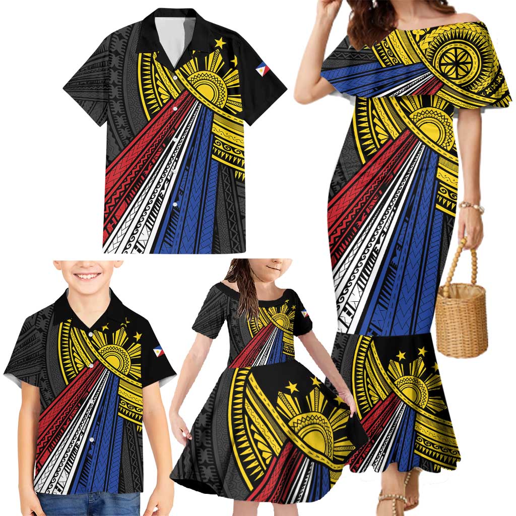 Philippines Sun Family Matching Mermaid Dress and Hawaiian Shirt Pasifika Tribal Style LT7 - Polynesian Pride
