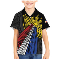 Philippines Sun Family Matching Mermaid Dress and Hawaiian Shirt Pasifika Tribal Style LT7 Son's Shirt Black - Polynesian Pride