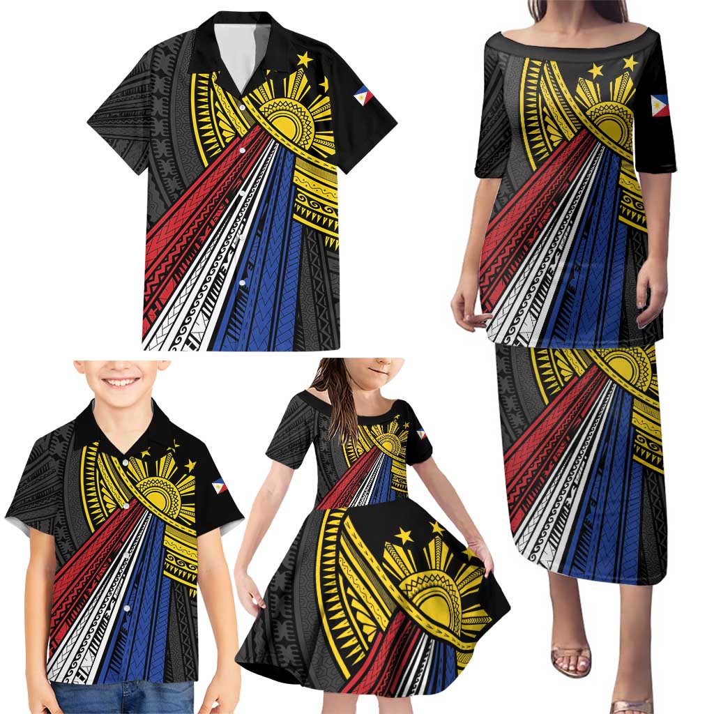 Philippines Sun Family Matching Puletasi and Hawaiian Shirt Pasifika Tribal Style LT7 - Polynesian Pride