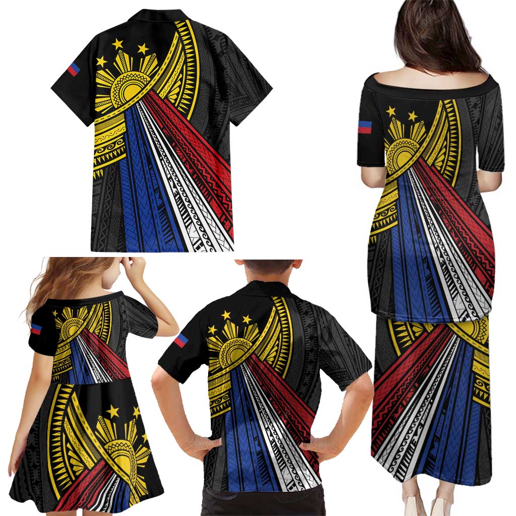 Philippines Sun Family Matching Puletasi and Hawaiian Shirt Pasifika Tribal Style LT7 - Polynesian Pride