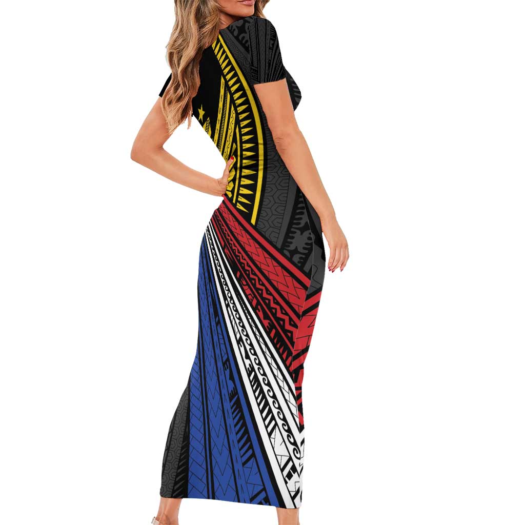Philippines Sun Family Matching Short Sleeve Bodycon Dress and Hawaiian Shirt Pasifika Tribal Style LT7 - Polynesian Pride