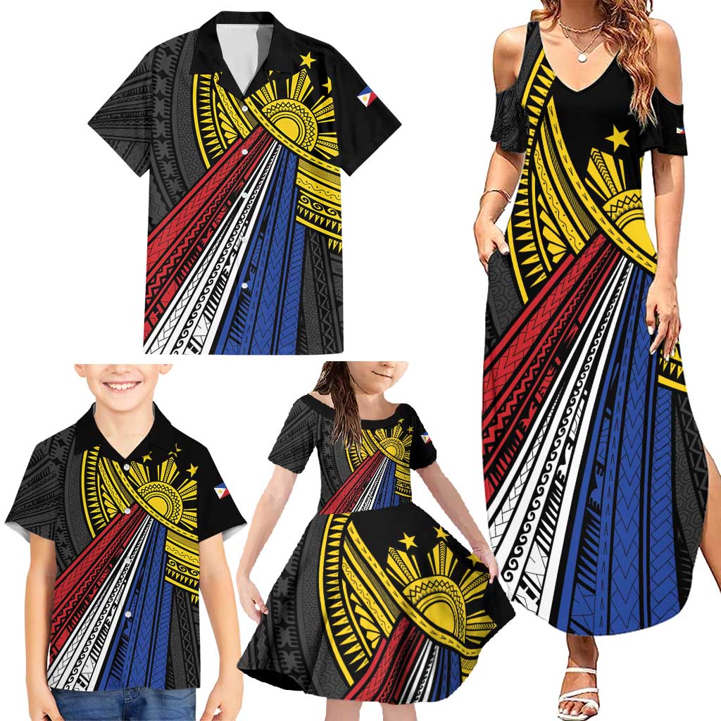 Philippines Sun Family Matching Summer Maxi Dress and Hawaiian Shirt Pasifika Tribal Style LT7 - Polynesian Pride