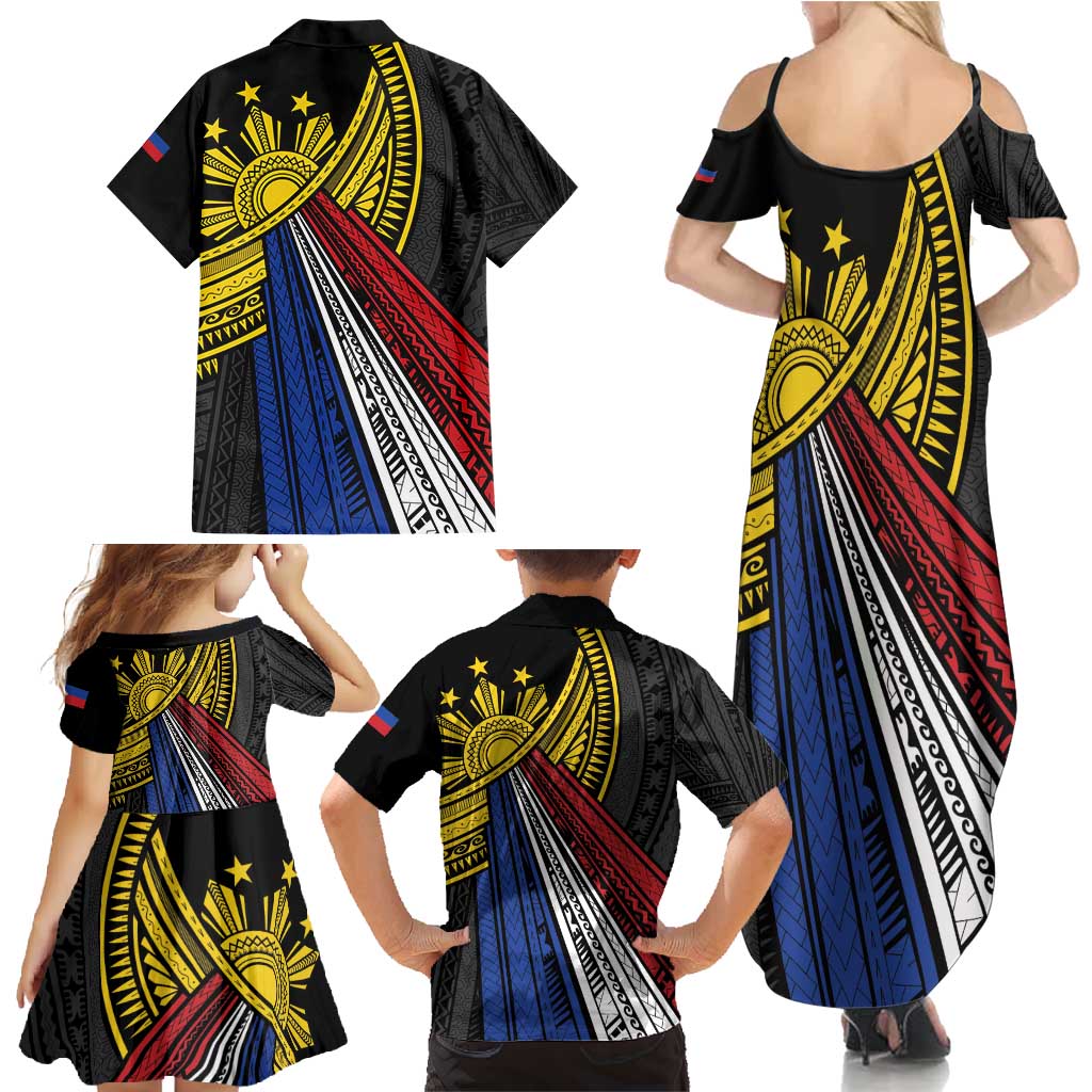 Philippines Sun Family Matching Summer Maxi Dress and Hawaiian Shirt Pasifika Tribal Style LT7 - Polynesian Pride