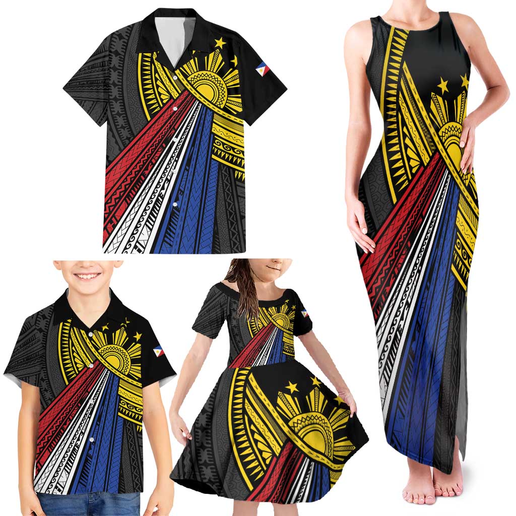 Philippines Sun Family Matching Tank Maxi Dress and Hawaiian Shirt Pasifika Tribal Style LT7 - Polynesian Pride