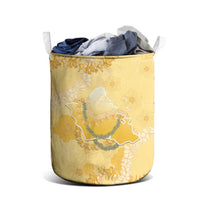 Hawaii Oahu Island Flowers Lei Laundry Basket Yellow Ilima Mix Plumeria