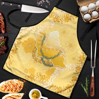 Hawaii Oahu Island Flowers Lei Apron Yellow Ilima Mix Plumeria