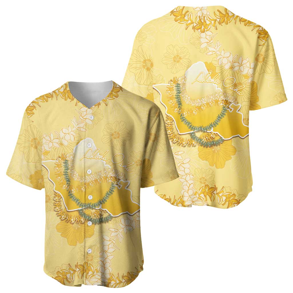 Hawaii Oahu Island Flowers Lei Baseball Jersey Yellow Ilima Mix Plumeria