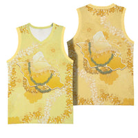 Hawaii Oahu Island Flowers Lei Basketball Jersey Yellow Ilima Mix Plumeria LT7 - Polynesian Pride