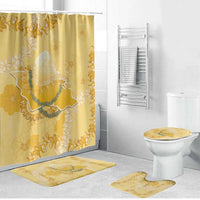 Hawaii Oahu Island Flowers Lei Bathroom Set Yellow Ilima Mix Plumeria LT7 Bathroom Set (4 pcs) Yellow - Polynesian Pride