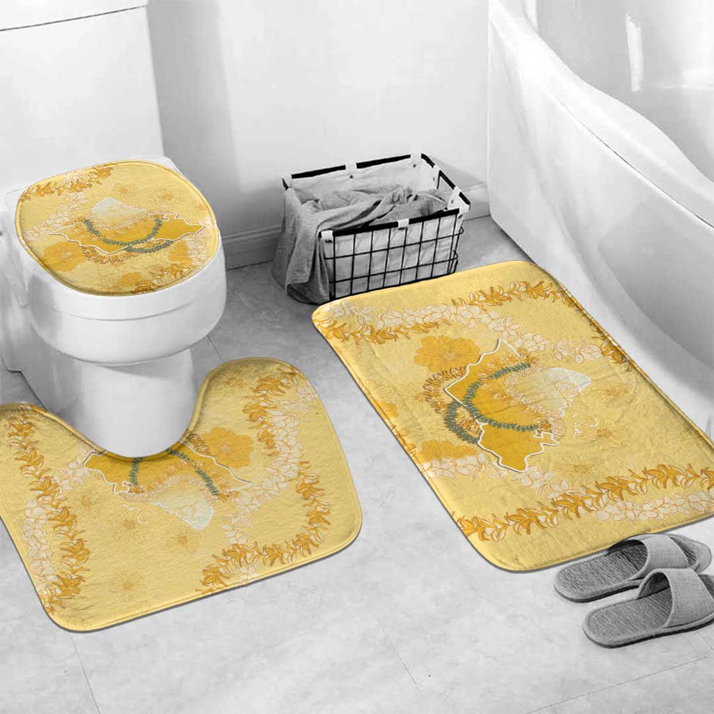 Hawaii Oahu Island Flowers Lei Bathroom Set Yellow Ilima Mix Plumeria LT7 Mat Set Only (3 pcs) One Size Yellow - Polynesian Pride