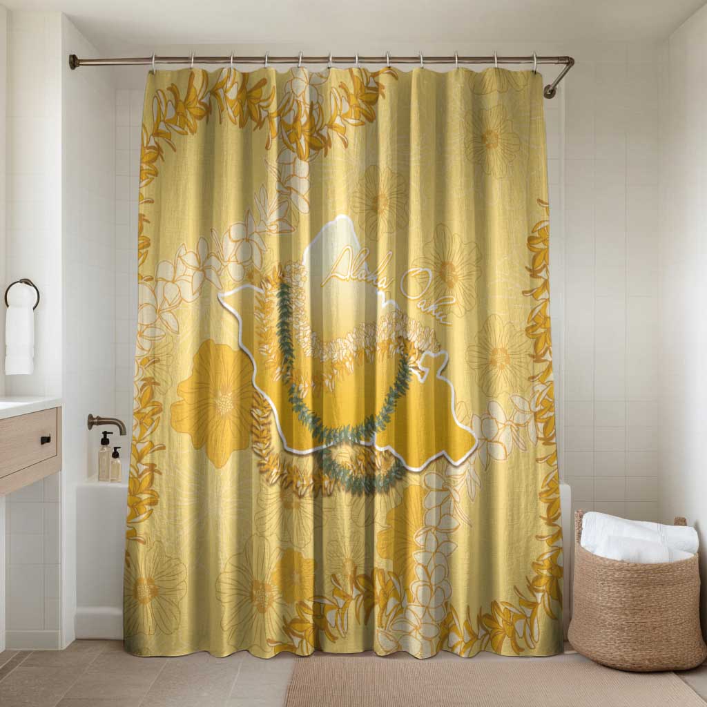 Hawaii Oahu Island Flowers Lei Bathroom Set Yellow Ilima Mix Plumeria LT7 Shower Curtain Only Yellow - Polynesian Pride