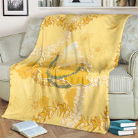 Hawaii Oahu Island Flowers Lei Blanket Yellow Ilima Mix Plumeria