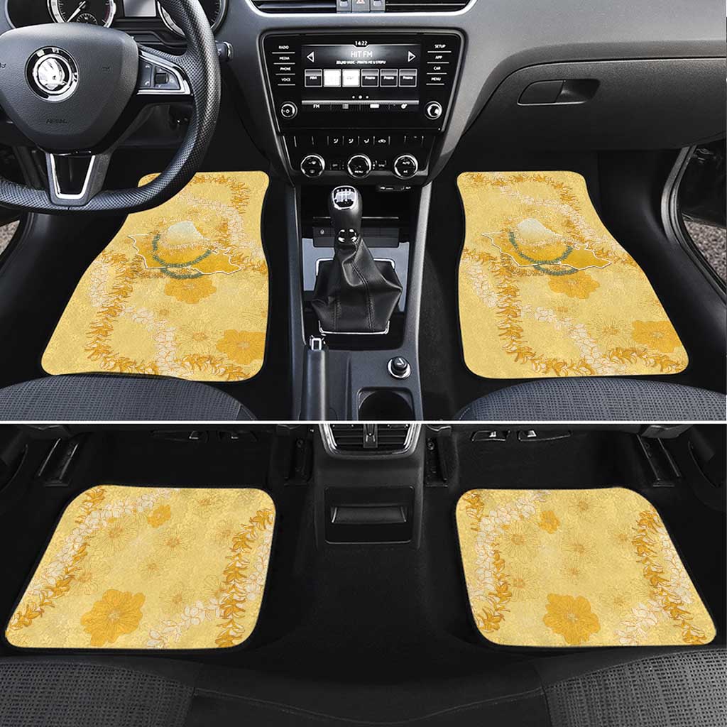Hawaii Oahu Island Flowers Lei Car Mats Yellow Ilima Mix Plumeria