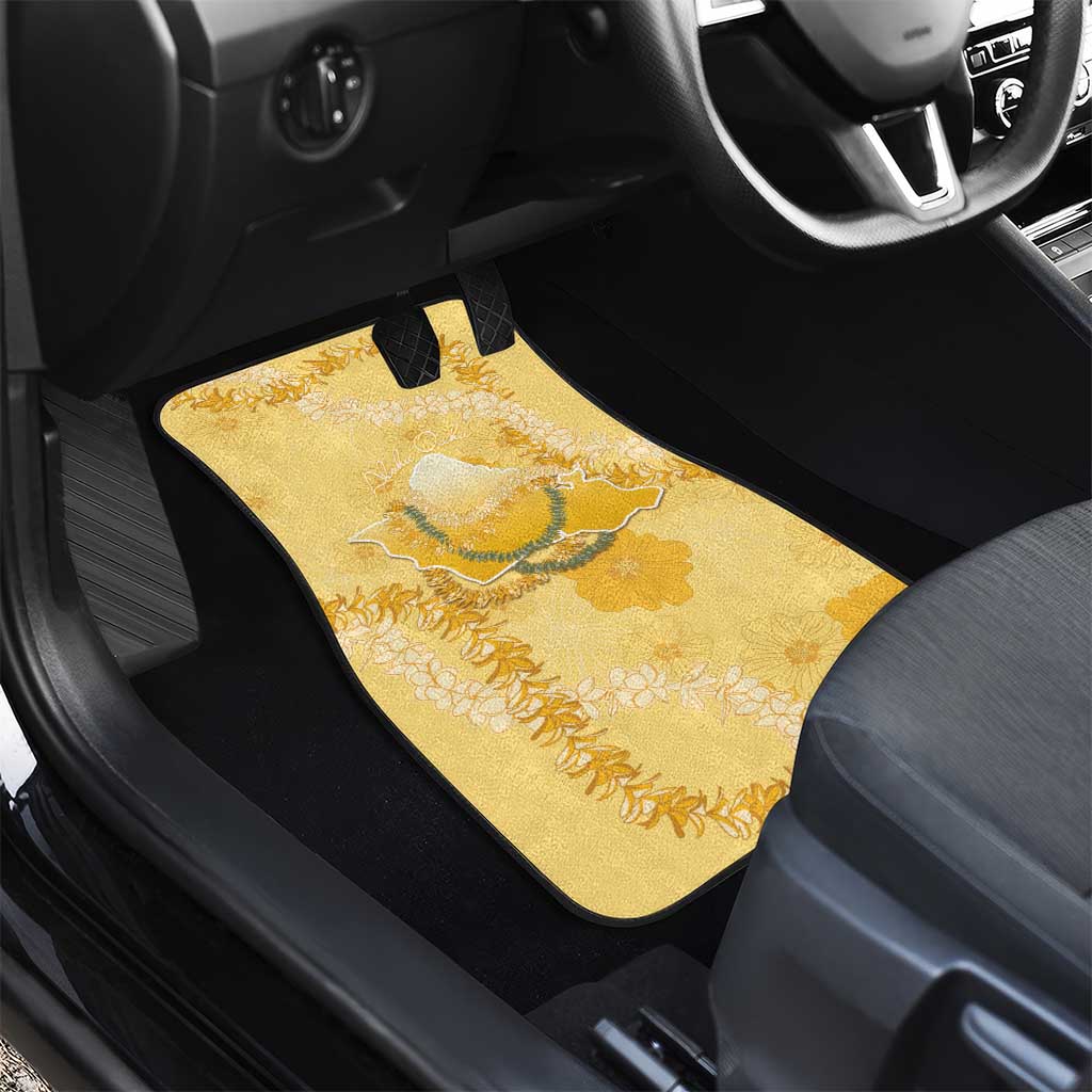 Hawaii Oahu Island Flowers Lei Car Mats Yellow Ilima Mix Plumeria