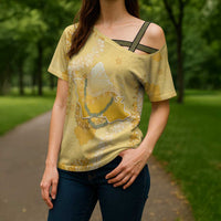 Hawaii Oahu Island Flowers Lei Cross Shoulder Shirt Yellow Ilima Mix Plumeria LT7 - Polynesian Pride
