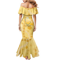 Hawaii Oahu Island Flowers Lei Family Matching Mermaid Dress and Hawaiian Shirt Yellow Ilima Mix Plumeria LT7 - Polynesian Pride