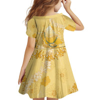 Hawaii Oahu Island Flowers Lei Family Matching Off The Shoulder Long Sleeve Dress and Hawaiian Shirt Yellow Ilima Mix Plumeria LT7 - Polynesian Pride