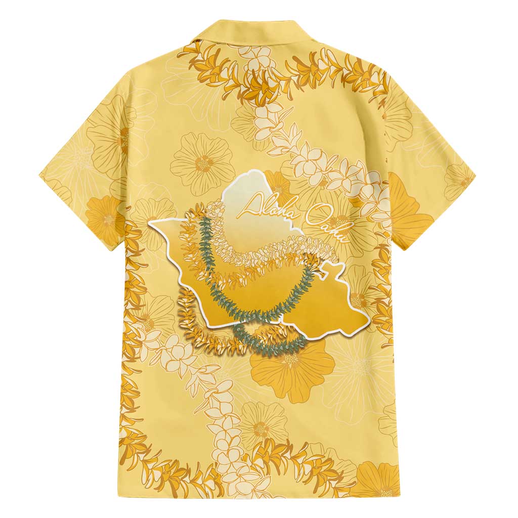 Hawaii Oahu Island Flowers Lei Family Matching Off Shoulder Maxi Dress and Hawaiian Shirt Yellow Ilima Mix Plumeria LT7 - Polynesian Pride
