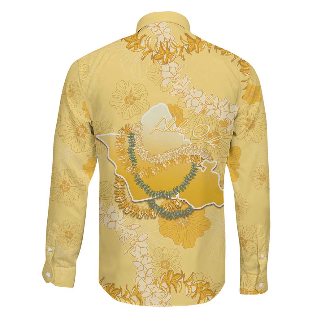 Hawaii Oahu Island Flowers Lei Family Matching Off Shoulder Maxi Dress and Hawaiian Shirt Yellow Ilima Mix Plumeria LT7 - Polynesian Pride