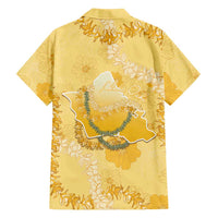 Hawaii Oahu Island Flowers Lei Family Matching Short Sleeve Bodycon Dress and Hawaiian Shirt Yellow Ilima Mix Plumeria LT7 - Polynesian Pride