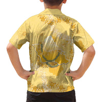 Hawaii Oahu Island Flowers Lei Family Matching Tank Maxi Dress and Hawaiian Shirt Yellow Ilima Mix Plumeria LT7 - Polynesian Pride