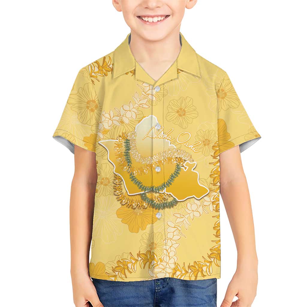 Hawaii Oahu Island Flowers Lei Hawaiian Shirt Yellow Ilima Mix Plumeria LT7 - Polynesian Pride