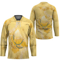 Hawaii Oahu Island Flowers Lei Hockey Jersey Yellow Ilima Mix Plumeria LT7 - Polynesian Pride