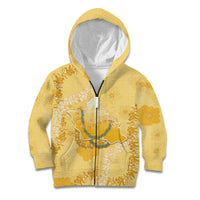 Hawaii Oahu Island Flowers Lei Kid Hoodie Yellow Ilima Mix Plumeria LT7 Zip Hoodie Yellow - Polynesian Pride