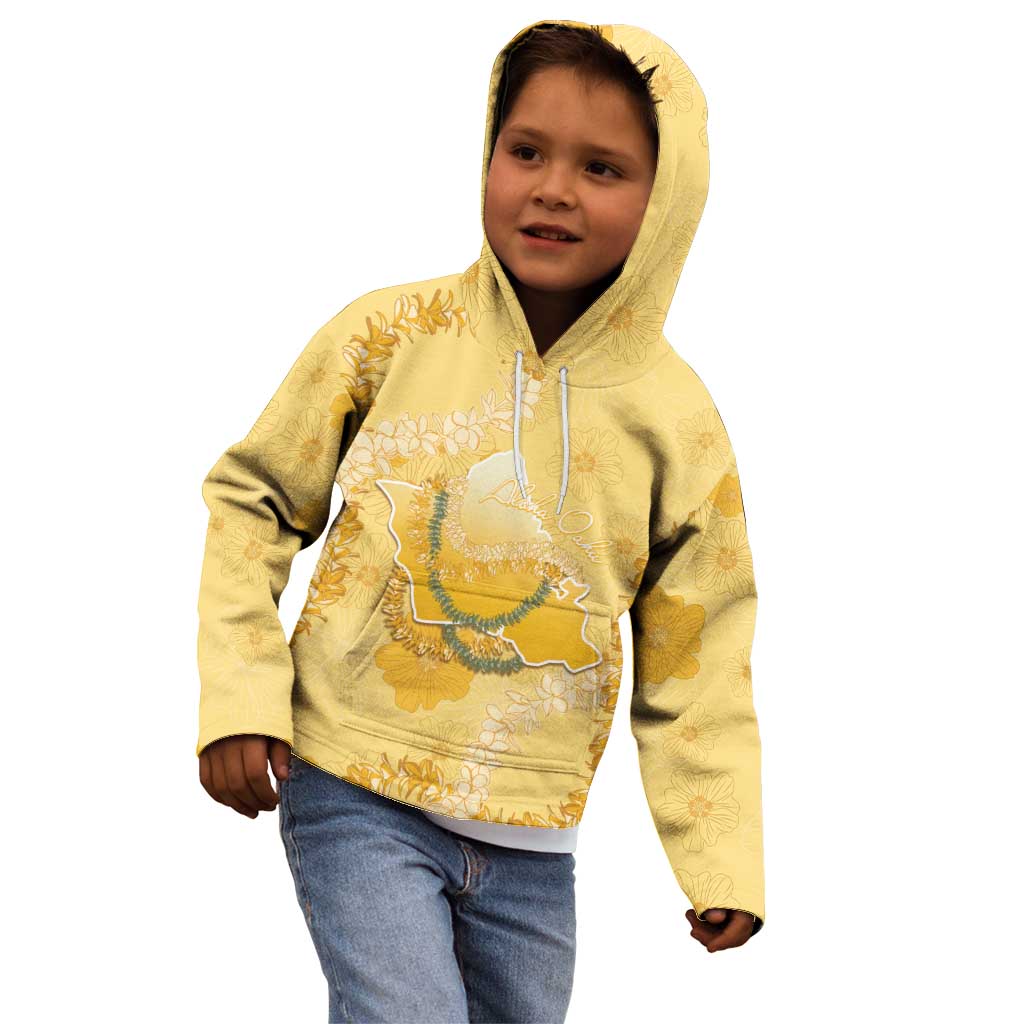 Hawaii Oahu Island Flowers Lei Kid Hoodie Yellow Ilima Mix Plumeria LT7 - Polynesian Pride