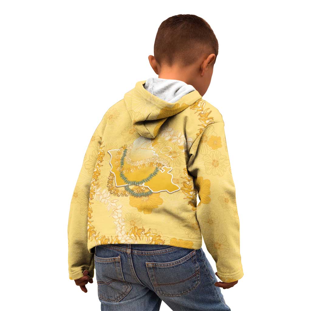 Hawaii Oahu Island Flowers Lei Kid Hoodie Yellow Ilima Mix Plumeria LT7 - Polynesian Pride