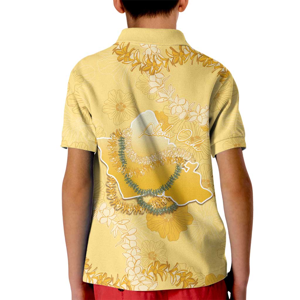 Hawaii Oahu Island Flowers Lei Kid Polo Shirt Yellow Ilima Mix Plumeria LT7 - Polynesian Pride