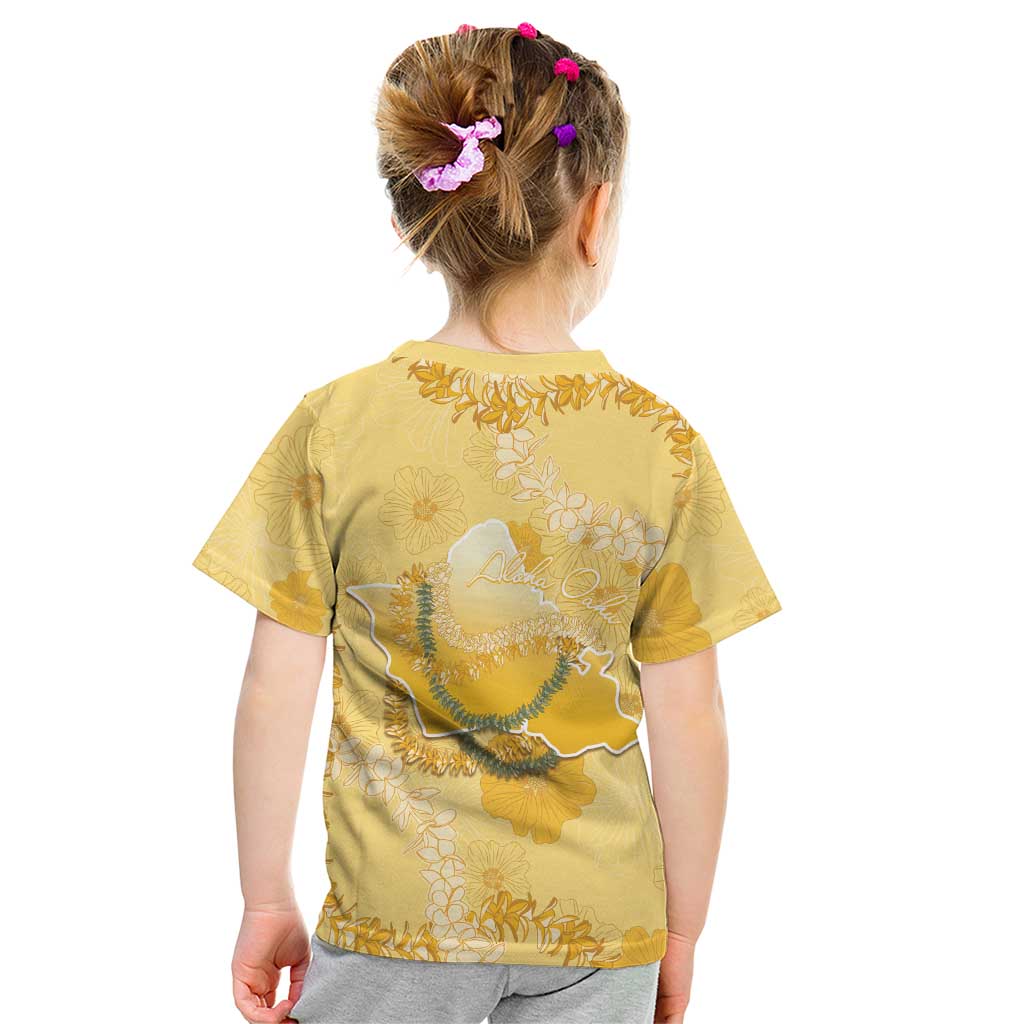 Hawaii Oahu Island Flowers Lei Kid T Shirt Yellow Ilima Mix Plumeria LT7 - Polynesian Pride