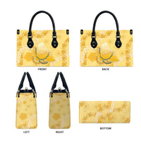 Hawaii Oahu Island Flowers Lei Leather Bag Yellow Ilima Mix Plumeria
