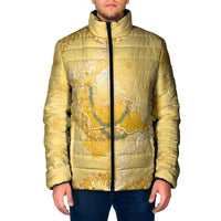 Hawaii Oahu Island Flowers Lei Padded Jacket Yellow Ilima Mix Plumeria LT7 Men Yellow - Polynesian Pride
