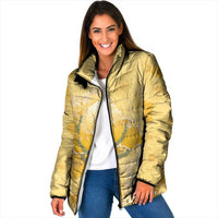 Hawaii Oahu Island Flowers Lei Padded Jacket Yellow Ilima Mix Plumeria LT7 Women Yellow - Polynesian Pride