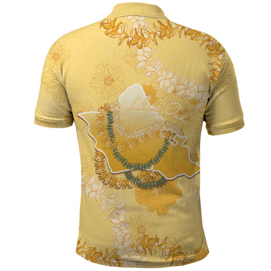 Hawaii Oahu Island Flowers Lei Polo Shirt Yellow Ilima Mix Plumeria LT7 - Polynesian Pride
