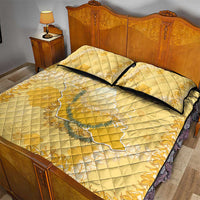 Hawaii Oahu Island Flowers Lei Quilt Bed Set Yellow Ilima Mix Plumeria