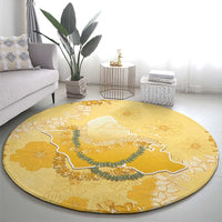 Hawaii Oahu Island Flowers Lei Round Carpet Yellow Ilima Mix Plumeria