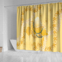 Hawaii Oahu Island Flowers Lei Shower Curtain Yellow Ilima Mix Plumeria