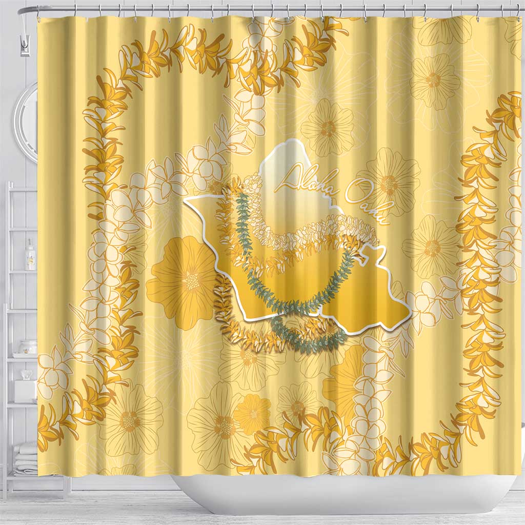 Hawaii Oahu Island Flowers Lei Shower Curtain Yellow Ilima Mix Plumeria