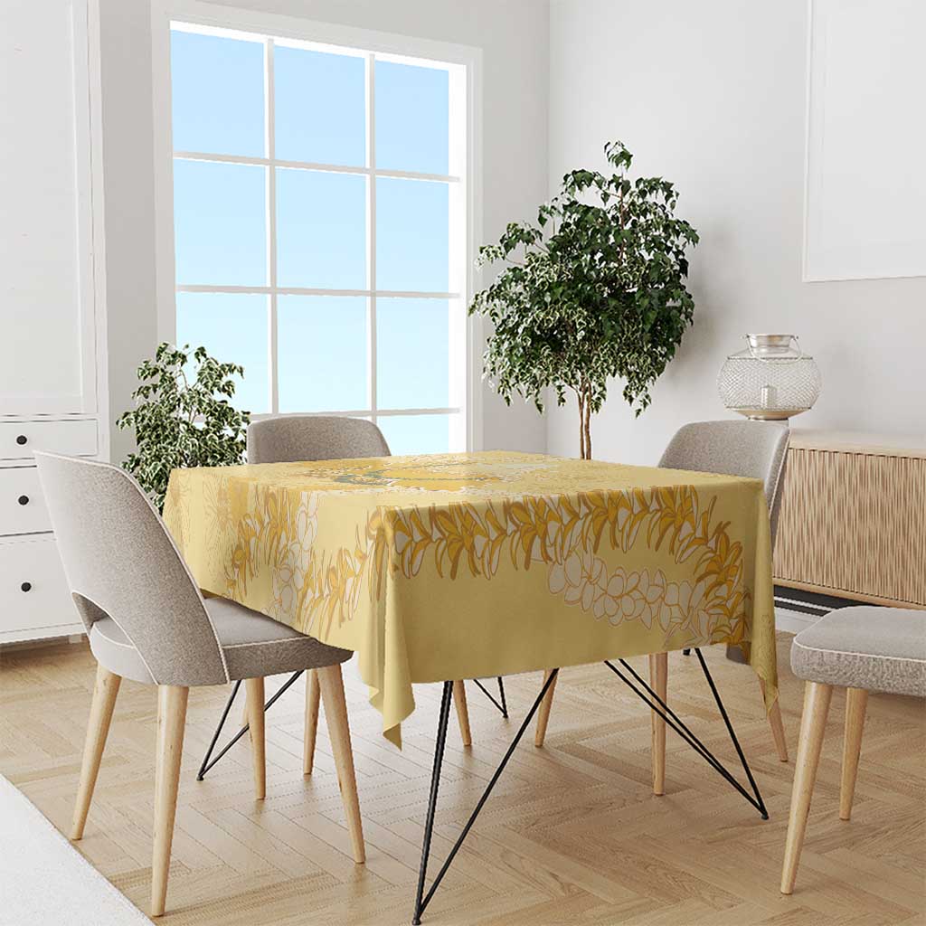 Hawaii Oahu Island Flowers Lei Tablecloth Yellow Ilima Mix Plumeria