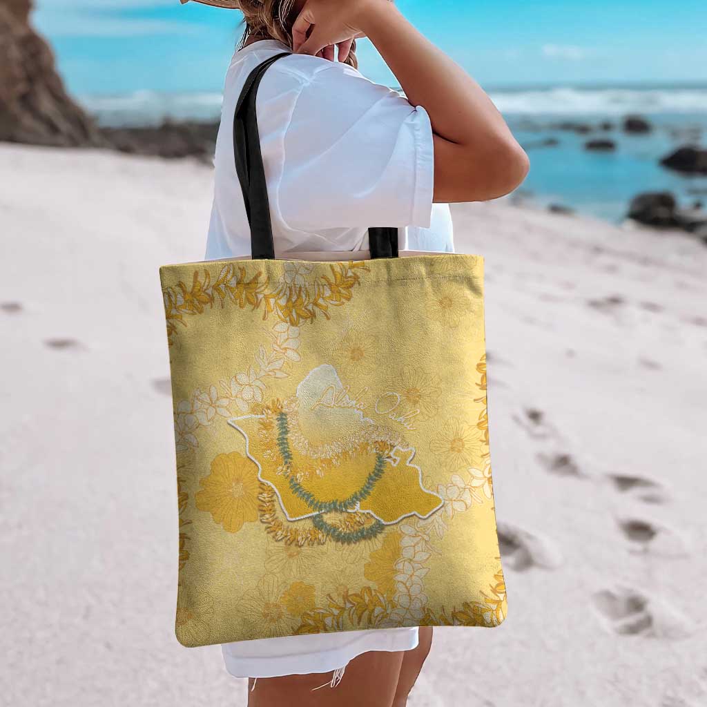 Hawaii Oahu Island Flowers Lei Tote Bag Yellow Ilima Mix Plumeria