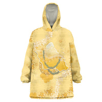 Hawaii Oahu Island Flowers Lei Wearable Blanket Hoodie Yellow Ilima Mix Plumeria LT7 One Size Yellow - Polynesian Pride