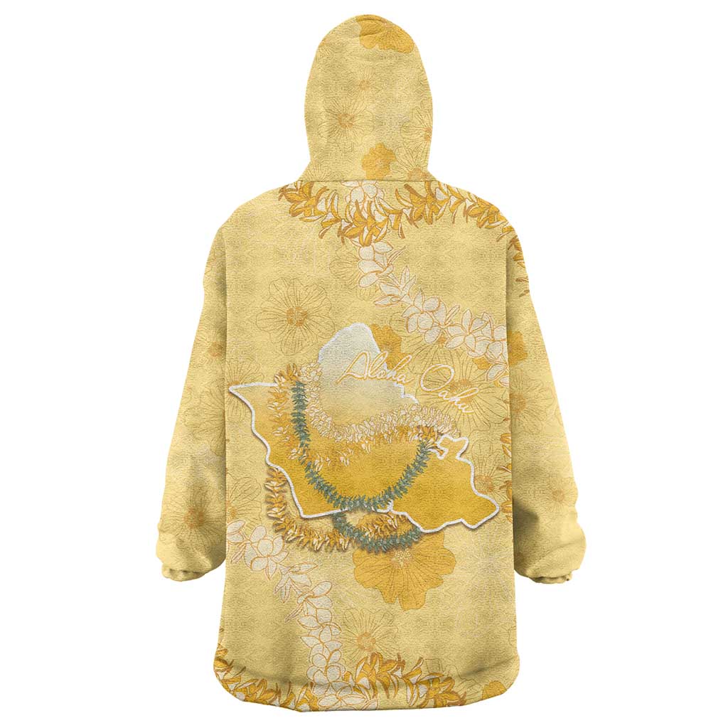 Hawaii Oahu Island Flowers Lei Wearable Blanket Hoodie Yellow Ilima Mix Plumeria LT7 - Polynesian Pride
