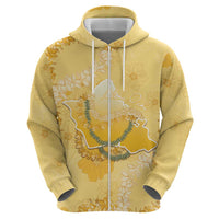 Hawaii Oahu Island Flowers Lei Zip Hoodie Yellow Ilima Mix Plumeria LT7 - Polynesian Pride