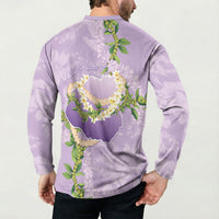 Hawaii Kauai Island Flowers Lei Button Sweatshirt Mokihana Lei