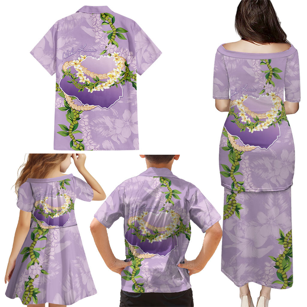 Hawaii Kauai Island Flowers Lei Family Matching Puletasi and Hawaiian Shirt Mokihana Lei LT7 - Polynesian Pride