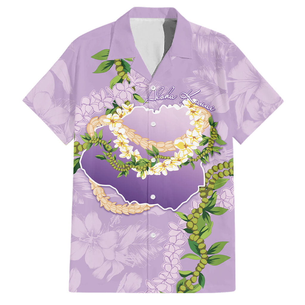 Hawaii Kauai Island Flowers Lei Family Matching Summer Maxi Dress and Hawaiian Shirt Mokihana Lei LT7 Dad's Shirt - Short Sleeve Lavender - Polynesian Pride