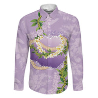 Hawaii Kauai Island Flowers Lei Family Matching Summer Maxi Dress and Hawaiian Shirt Mokihana Lei LT7 Dad's Shirt - Long Sleeve Lavender - Polynesian Pride